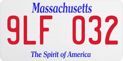 MA license plate 9LF032