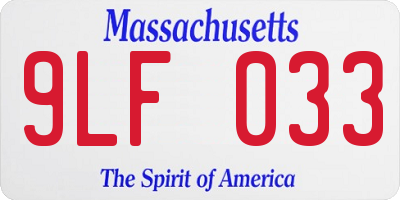 MA license plate 9LF033