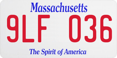 MA license plate 9LF036