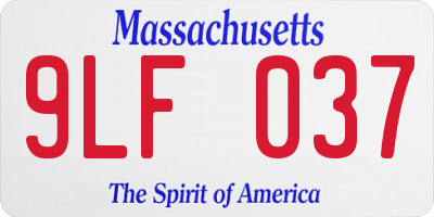 MA license plate 9LF037