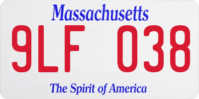 MA license plate 9LF038