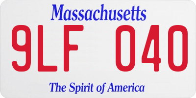 MA license plate 9LF040