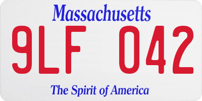 MA license plate 9LF042