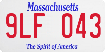 MA license plate 9LF043