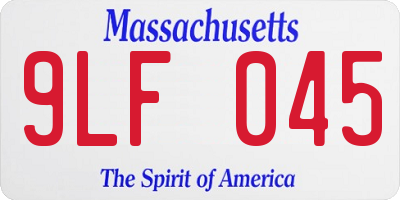 MA license plate 9LF045