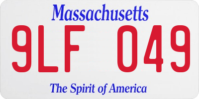 MA license plate 9LF049