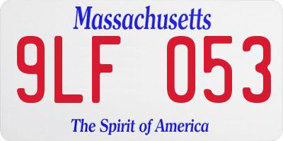 MA license plate 9LF053