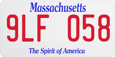 MA license plate 9LF058