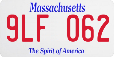 MA license plate 9LF062