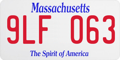 MA license plate 9LF063