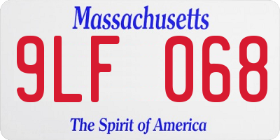 MA license plate 9LF068