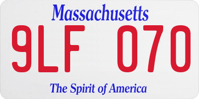 MA license plate 9LF070
