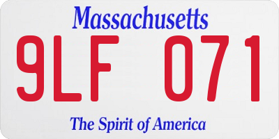 MA license plate 9LF071