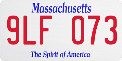 MA license plate 9LF073