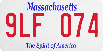 MA license plate 9LF074