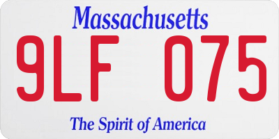 MA license plate 9LF075