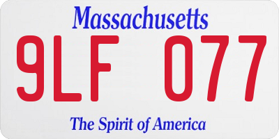 MA license plate 9LF077
