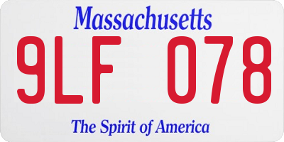 MA license plate 9LF078
