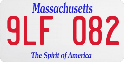 MA license plate 9LF082