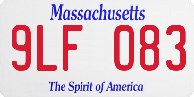 MA license plate 9LF083