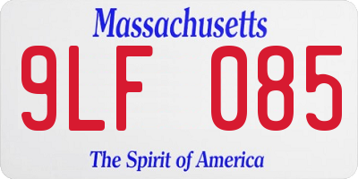 MA license plate 9LF085