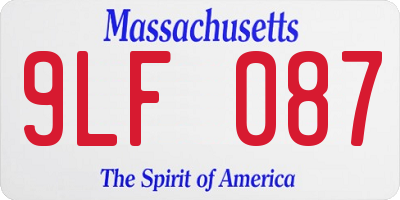 MA license plate 9LF087