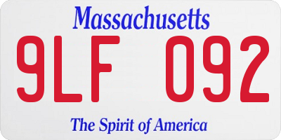 MA license plate 9LF092