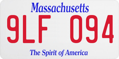 MA license plate 9LF094