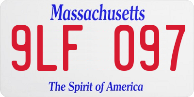 MA license plate 9LF097