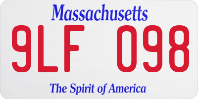 MA license plate 9LF098