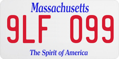 MA license plate 9LF099