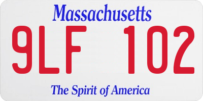 MA license plate 9LF102