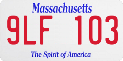 MA license plate 9LF103
