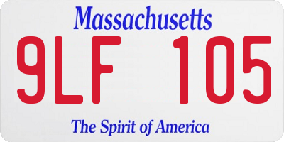 MA license plate 9LF105