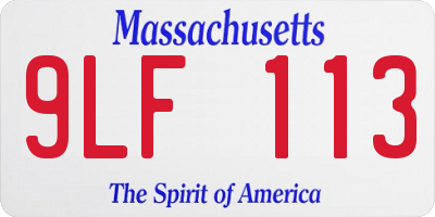 MA license plate 9LF113