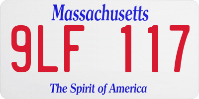MA license plate 9LF117