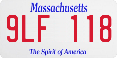 MA license plate 9LF118