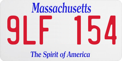 MA license plate 9LF154