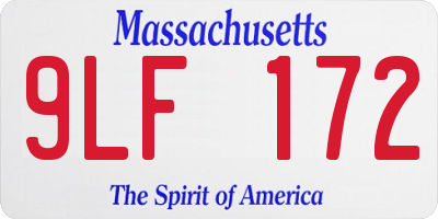 MA license plate 9LF172