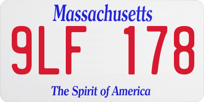 MA license plate 9LF178
