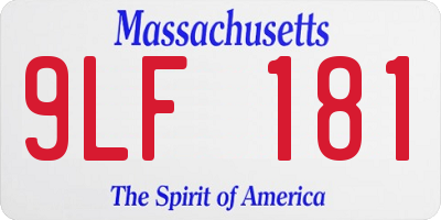 MA license plate 9LF181