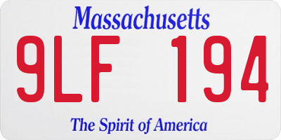 MA license plate 9LF194