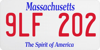 MA license plate 9LF202