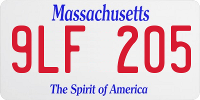 MA license plate 9LF205