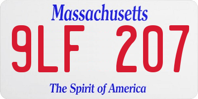 MA license plate 9LF207