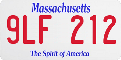 MA license plate 9LF212
