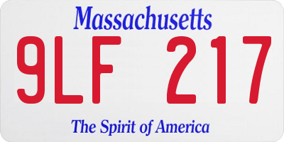 MA license plate 9LF217