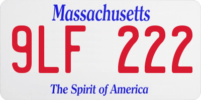 MA license plate 9LF222