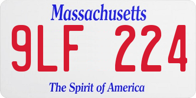 MA license plate 9LF224