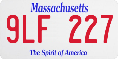 MA license plate 9LF227